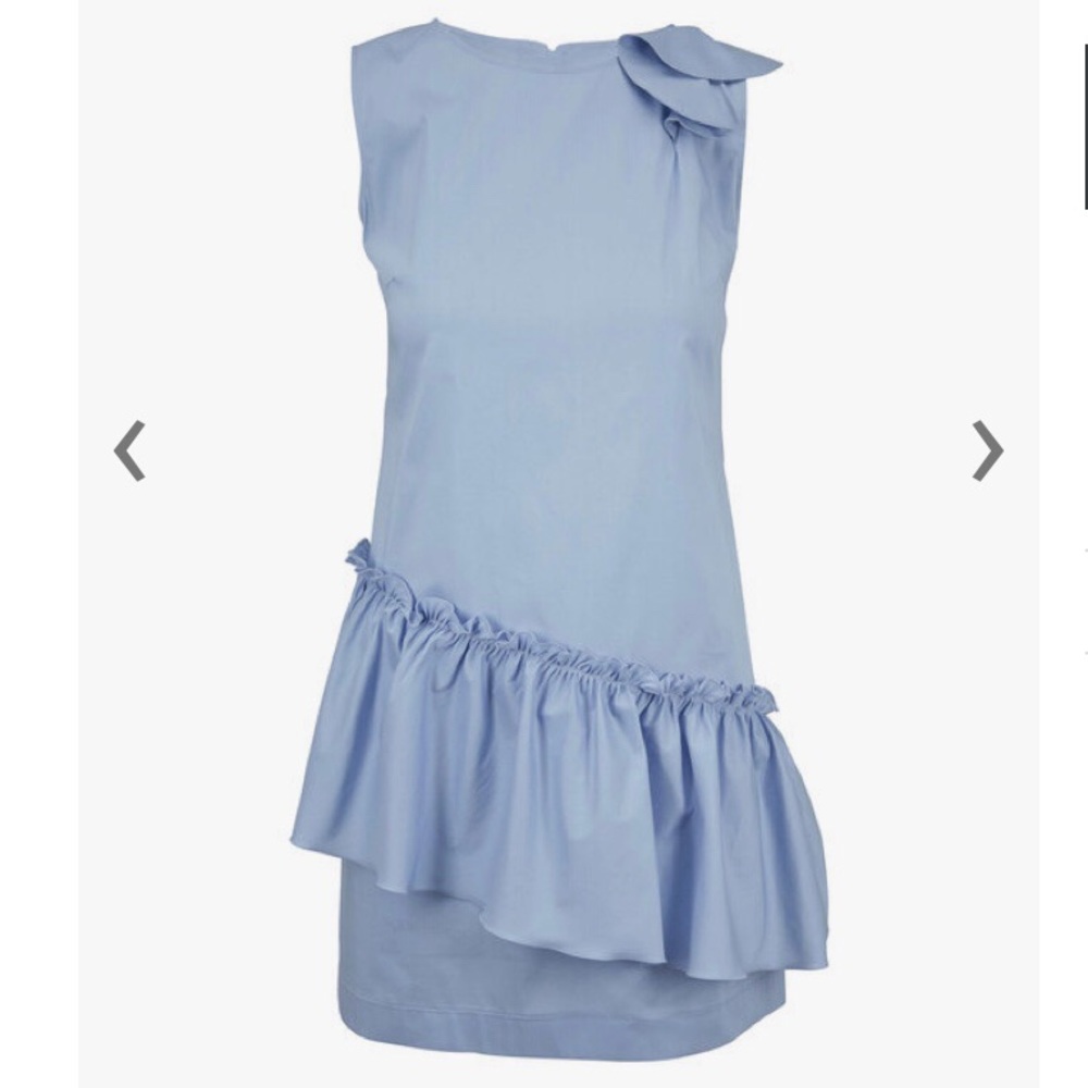 D.Exterior Sky Blue Poplin Ruffle Hem Mini Dress